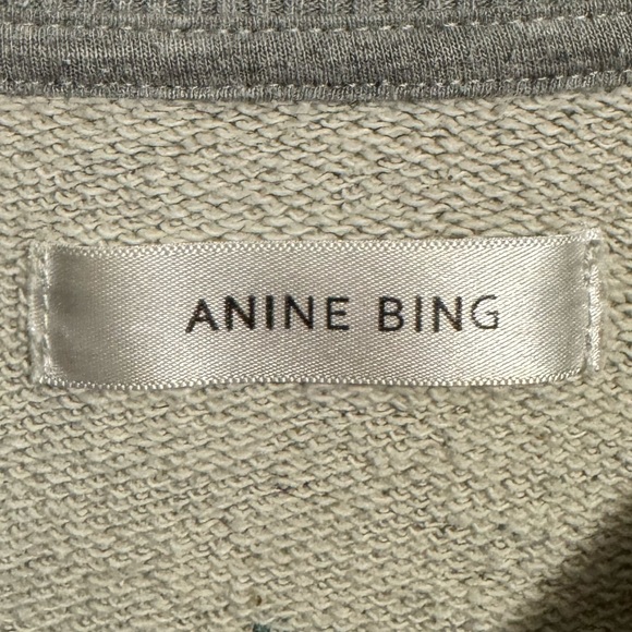 Anine Bing Quilted Elbow Patch Crewneck Sweatshirt Gray Women’s Size S - Picture 5 of 6